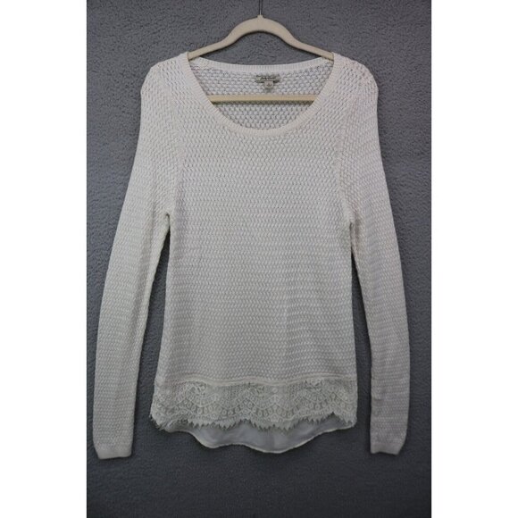 Lucky Brand Open Knit Sheer Sweater Tunic-Lace-Size Large - Picture 1 of 11